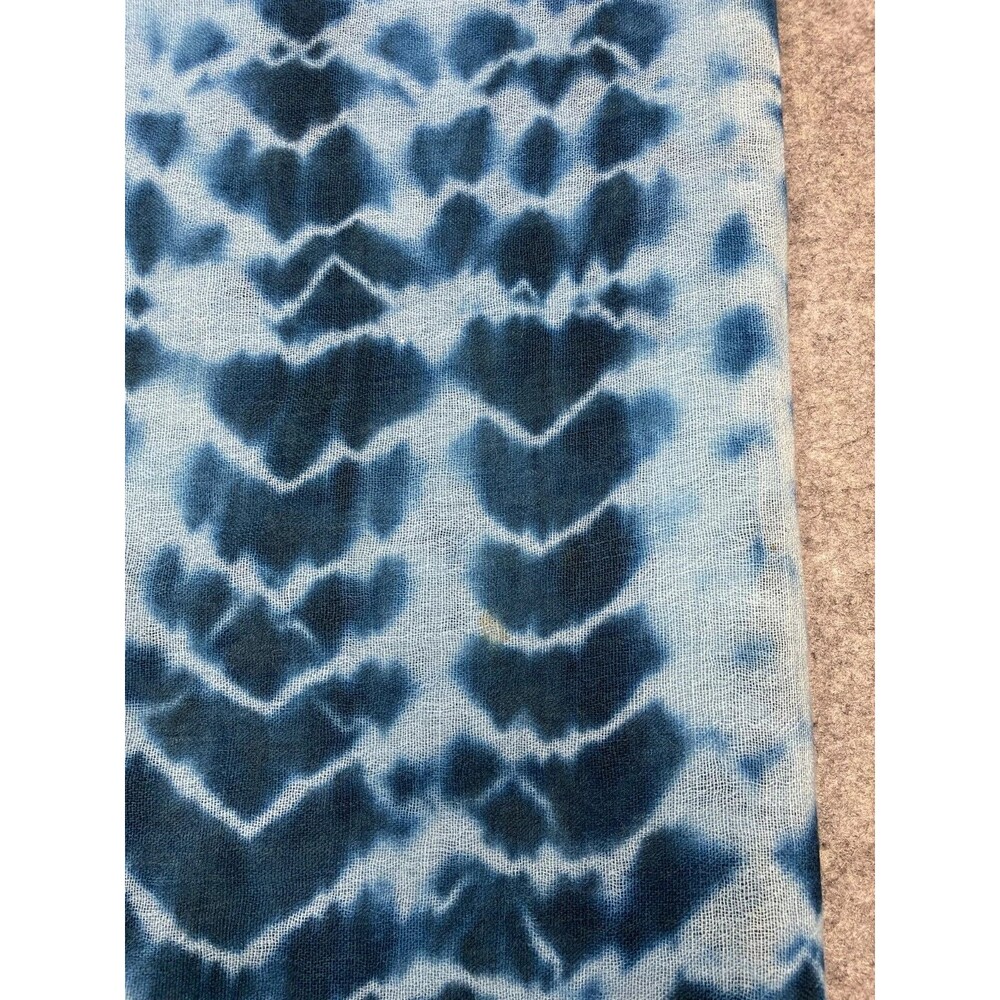 Vintage Shibori Wool Gauze Scarf Wrap Shawl Indigo Blue Hand Dyed Boho 73x57 - Picture 5 of 11